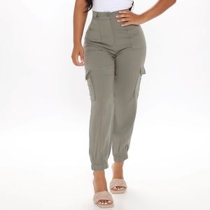 NWT Fashion Nova Make It Last Cargo Pant - Sage